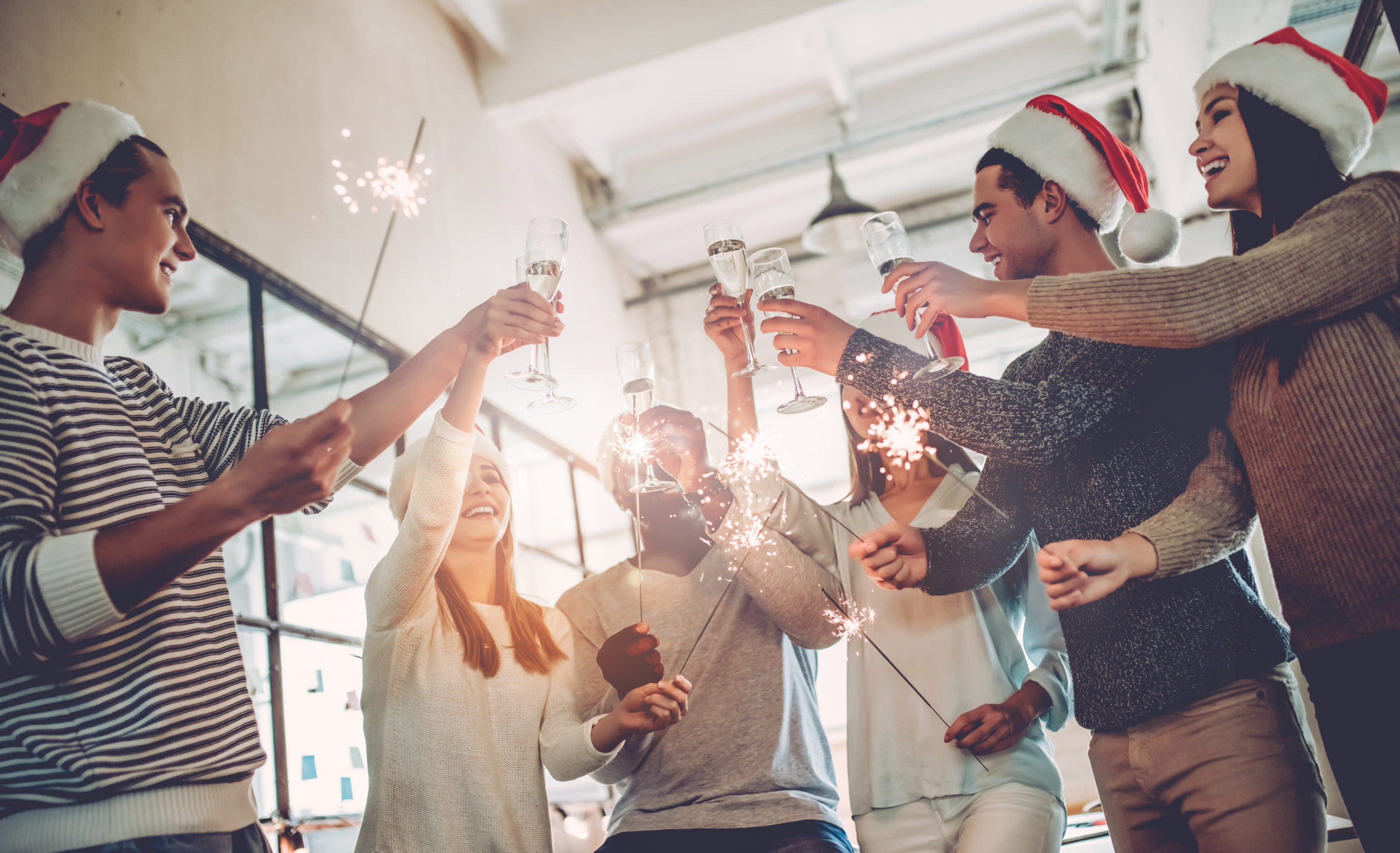 Work holiday party where employees risk injuries.