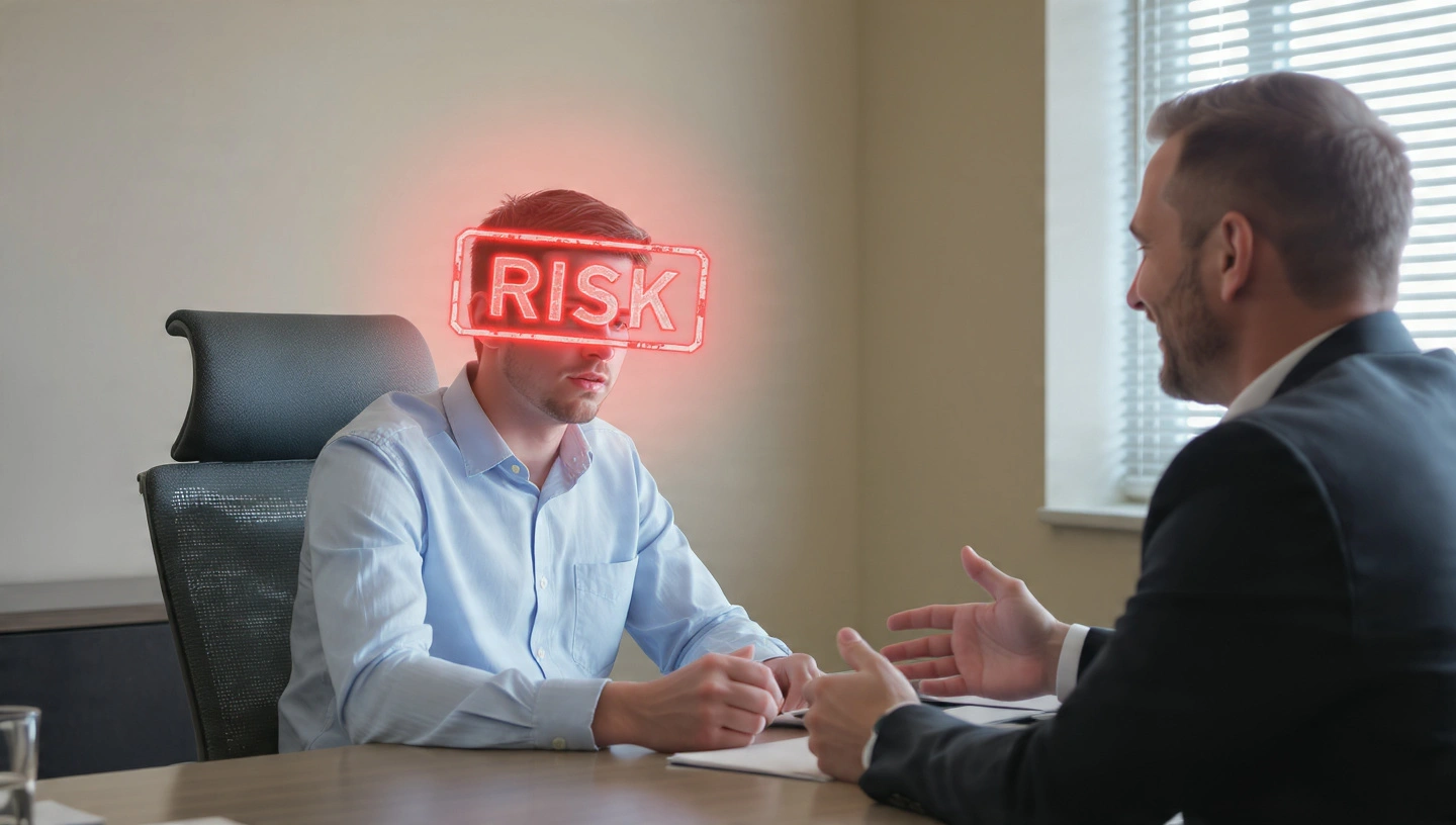 a job applicant sits in a chair