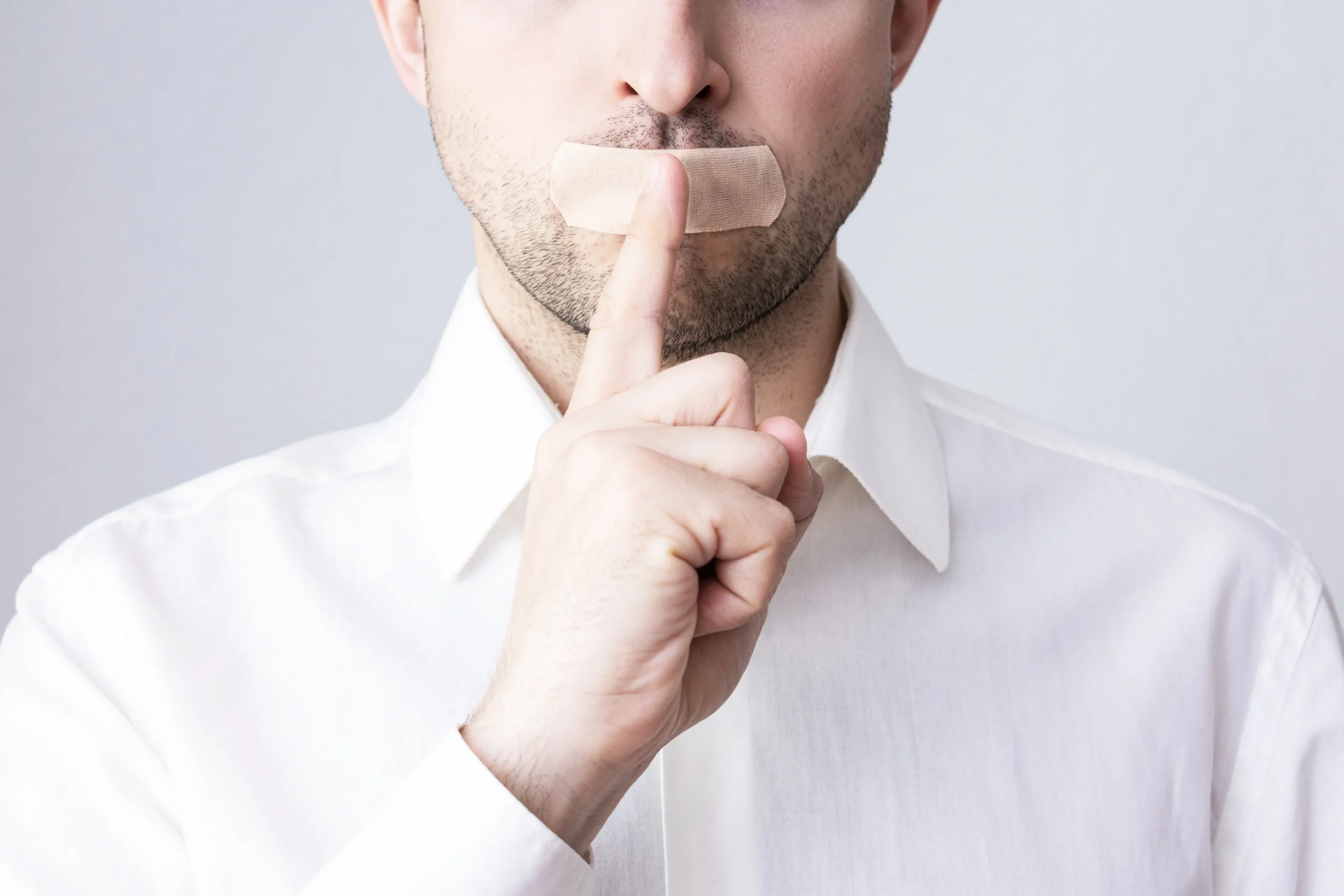 man with lips sealed